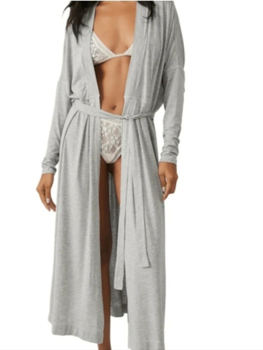 Intimately Free People Essential Gray Long Cardi Belted Robe Wmn S Oversized